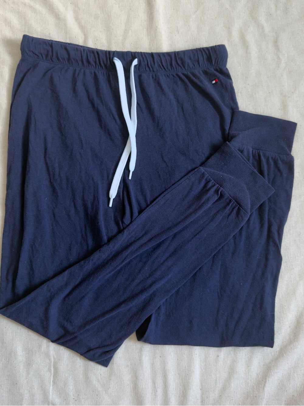 Tommy Hilfiger Dark Blue Sweatpants with White Drawstring
